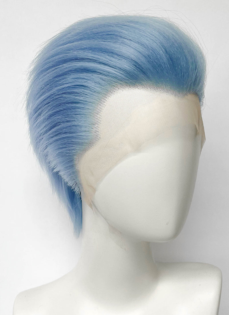 Pastel Blue Straight Lace Front Synthetic Men's Wig LF6010C