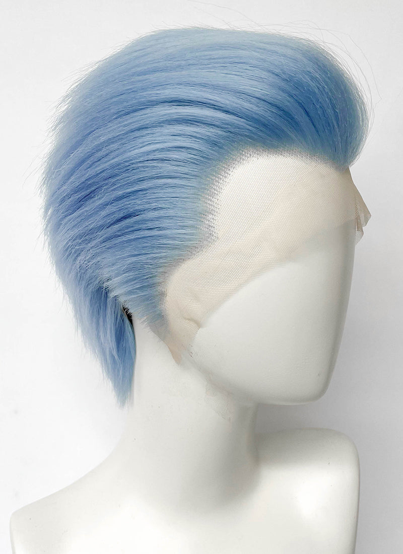 Pastel Blue Straight Lace Front Synthetic Men's Wig LF6010C