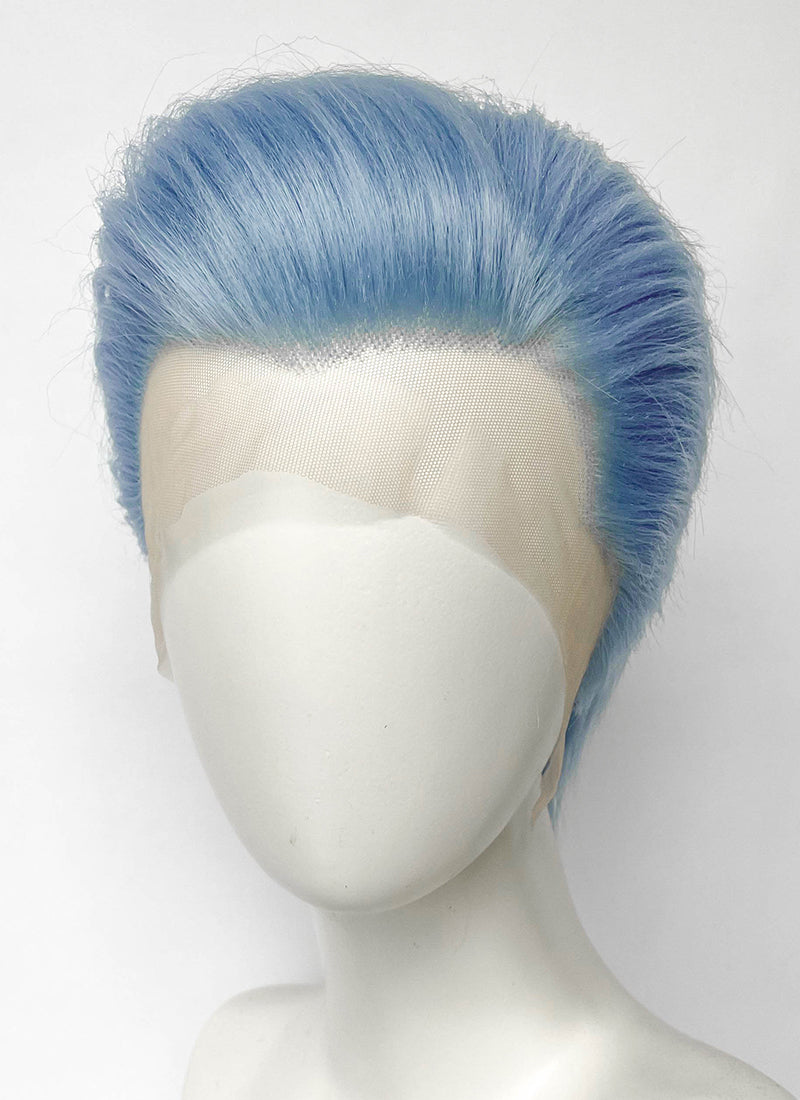 Pastel Blue Straight Lace Front Synthetic Men's Wig LF6010C