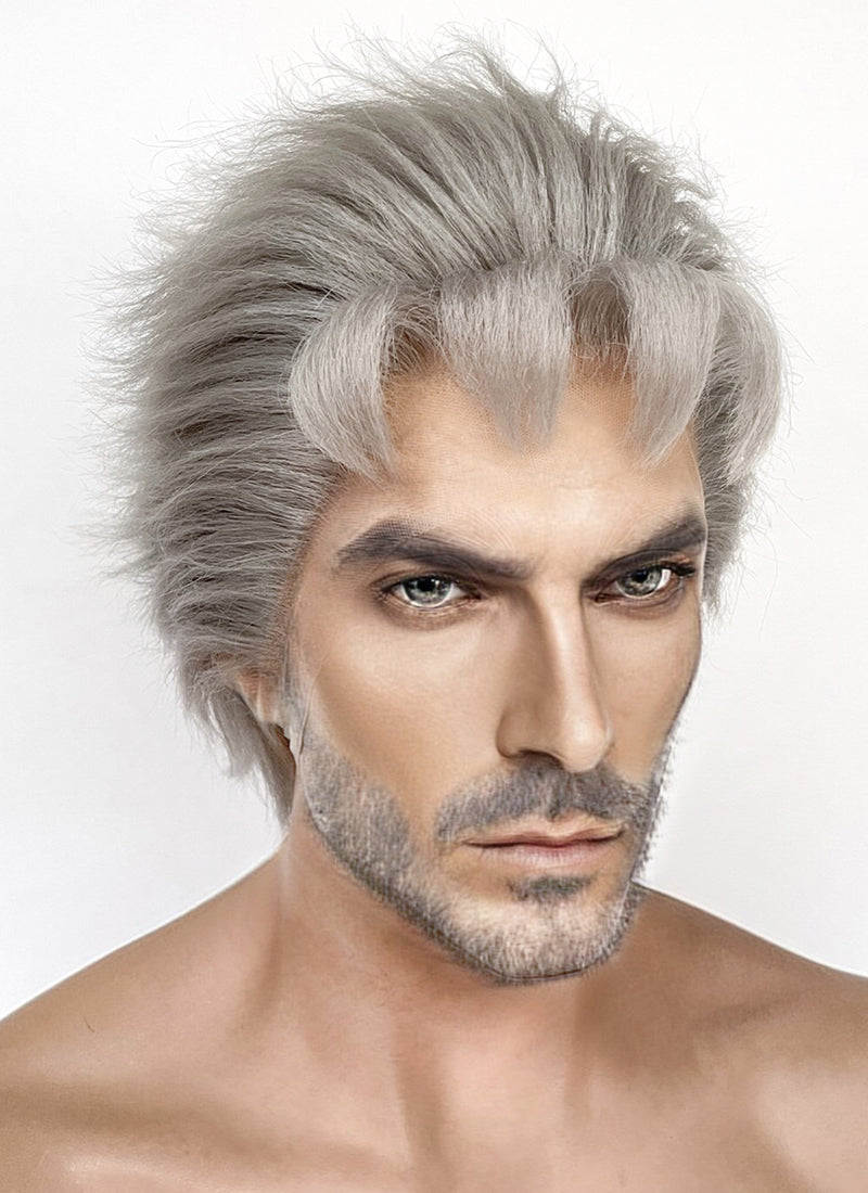 JoJo's Bizarre Adventure Stardust Crusaders Old Joseph Joestar Grey Straight Lace Front Synthetic Men's Wig LF6064