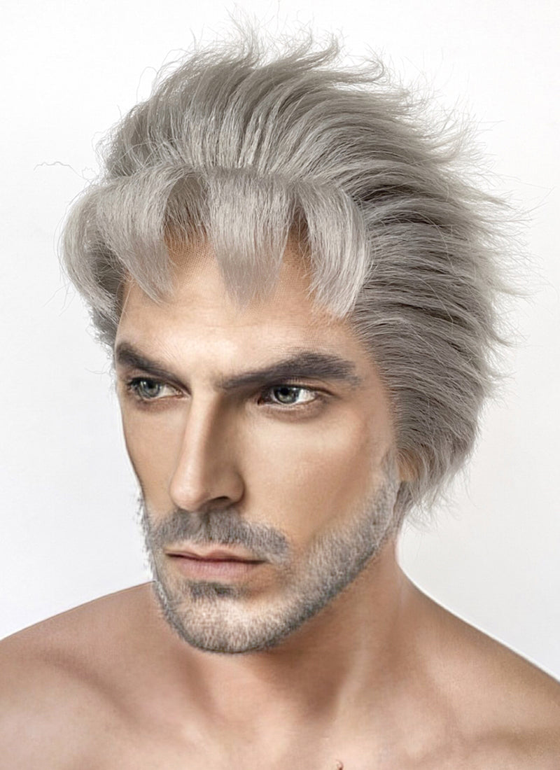 JoJo's Bizarre Adventure Stardust Crusaders Old Joseph Joestar Grey Straight Lace Front Synthetic Men's Wig LF6064