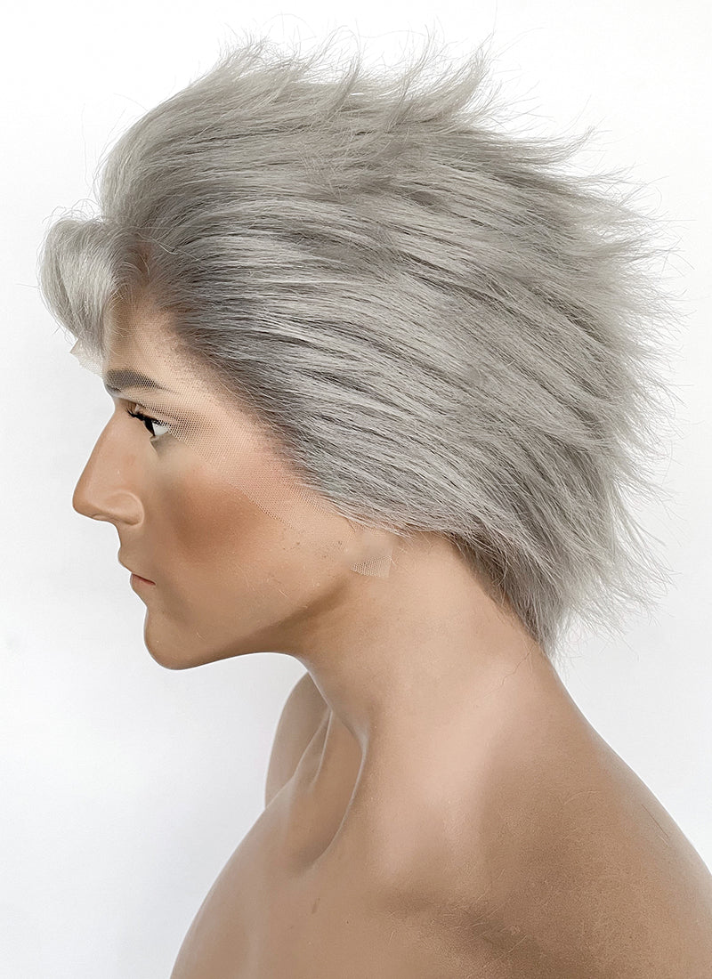 JoJo's Bizarre Adventure Stardust Crusaders Old Joseph Joestar Grey Straight Lace Front Synthetic Men's Wig LF6064