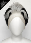 Helluva Boss Blitzo Buckzo Black And Silver White Money Piece Straight Lace Front Synthetic Men's Wig LF6065