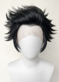 Hazbin Hotel Husk Black Straight Lace Front Synthetic Men's Wig LF6068