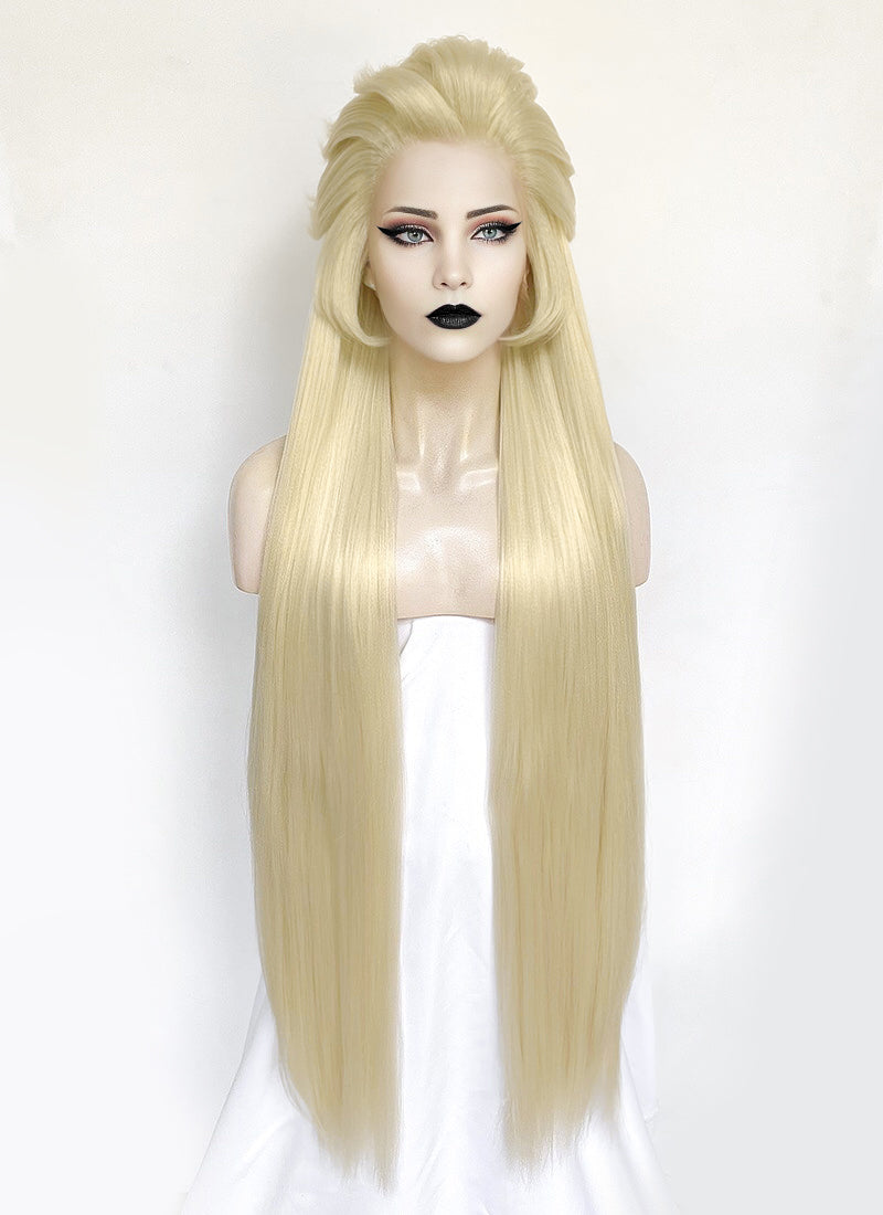 Hazbin Hotel Lilith Light Blonde Yaki Straight Lace Front Synthetic Wig LF6071