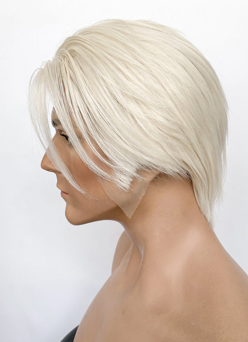 Final Fantasy Remake 7 President Rufus Shinra Platinum Blonde Straight Lace Front Synthetic Men's Wig LF6078