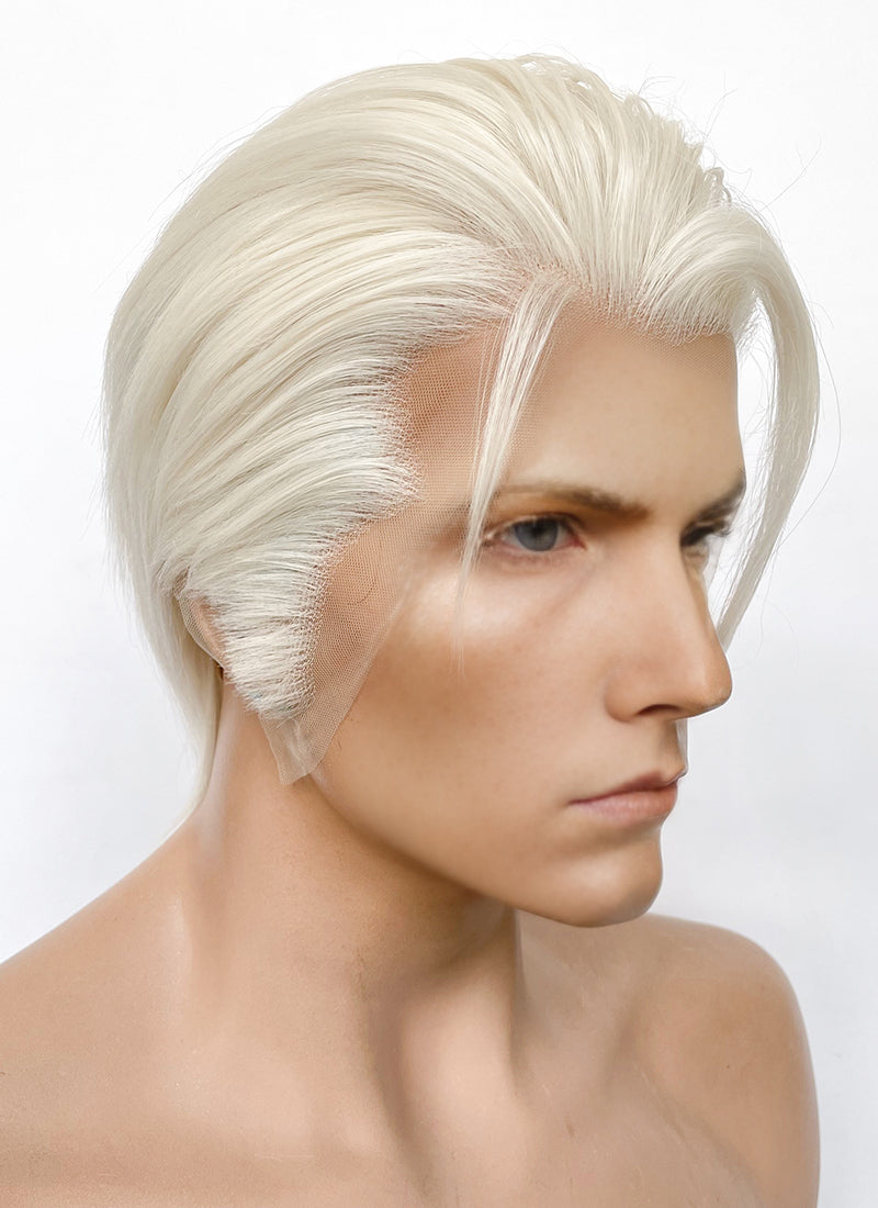 Final Fantasy Remake 7 President Rufus Shinra Platinum Blonde Straight Lace Front Synthetic Men's Wig LF6078