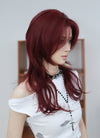 Burgundy Red Wavy Lace Front Synthetic Hair Wig LF6089