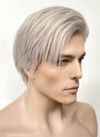 Pastel Grey Blonde Straight Lace Front Synthetic Men's Wig LF6092