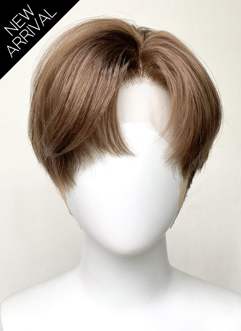 Brown Straight Lace Front Synthetic Men's Wig LF6094