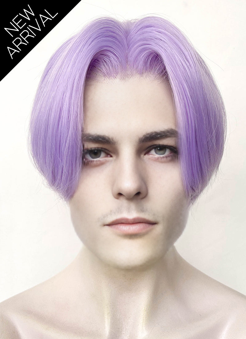 Pastel Purple Straight Lace Front Synthetic Men's Wig LF6099