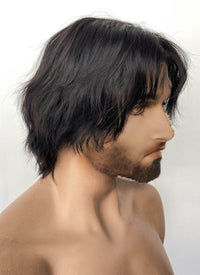 League of Legends LOL Arcane Jayce Talis Natural Black Wavy Lace Front Synthetic Men's Wig LF6106