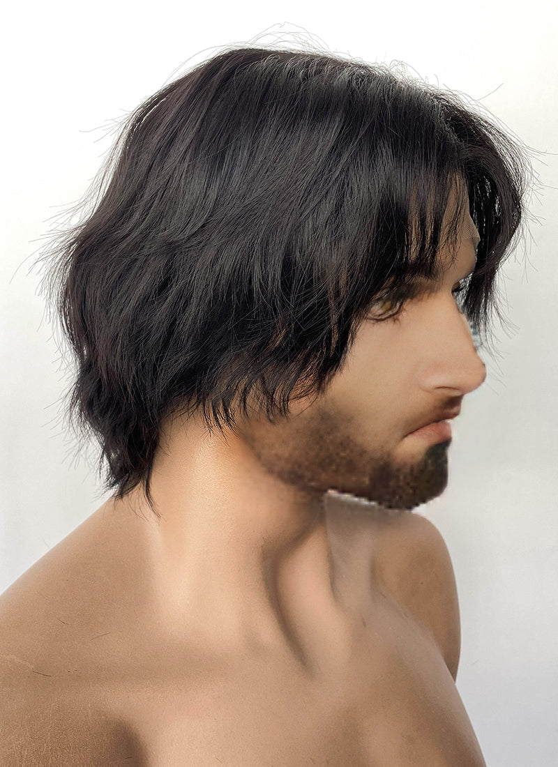 League of Legends LOL Arcane Jayce Talis Natural Black Wavy Lace Front Synthetic Men's Wig LF6106