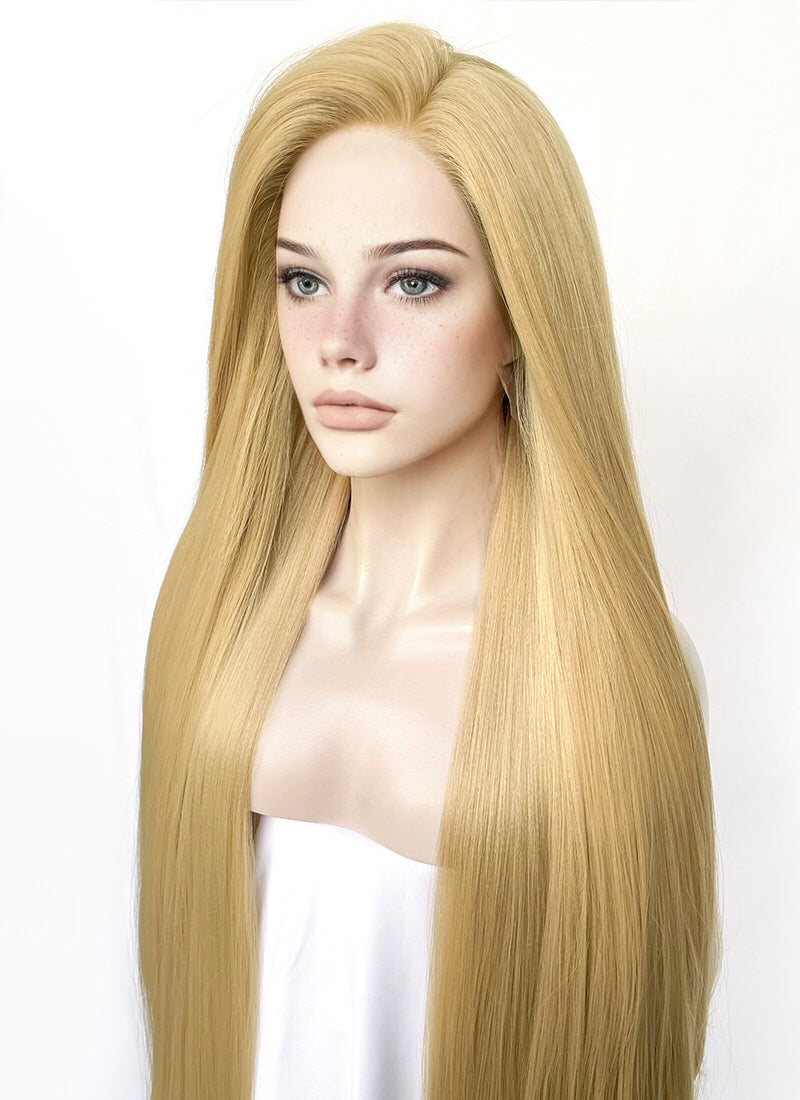 Straight Yaki Blonde Lace Front Synthetic Wig LF701S