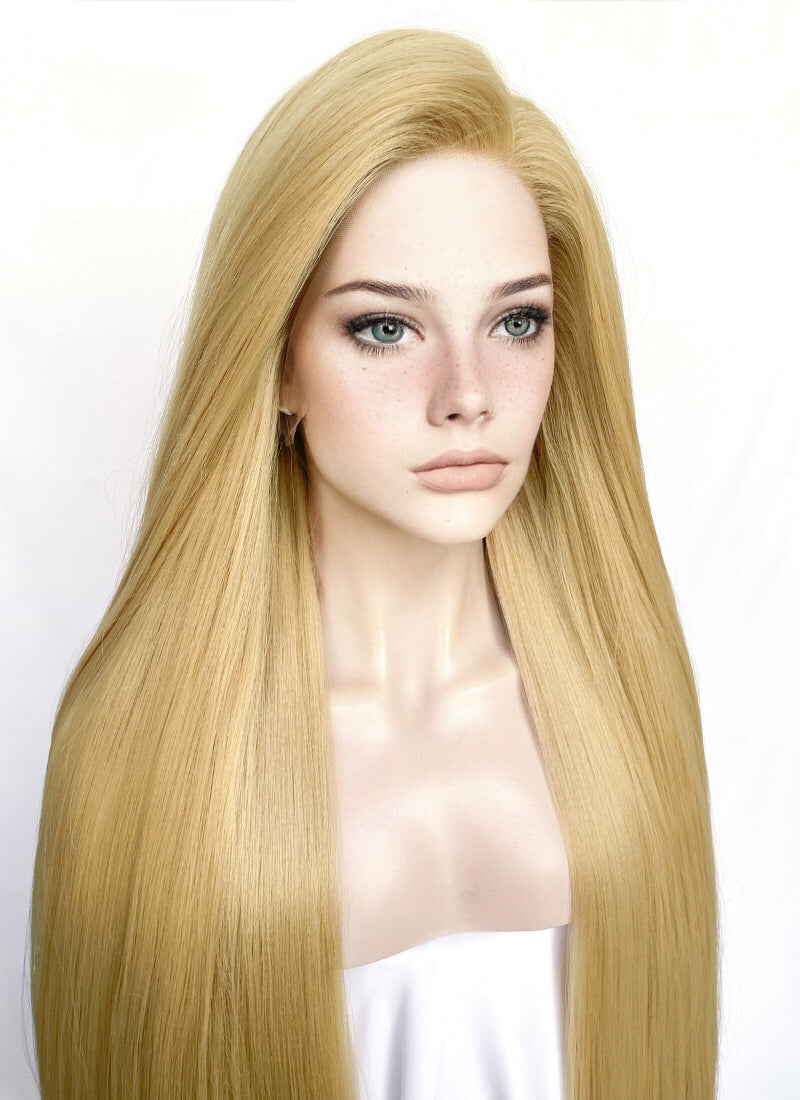 Straight Yaki Blonde Lace Front Synthetic Wig LF701S