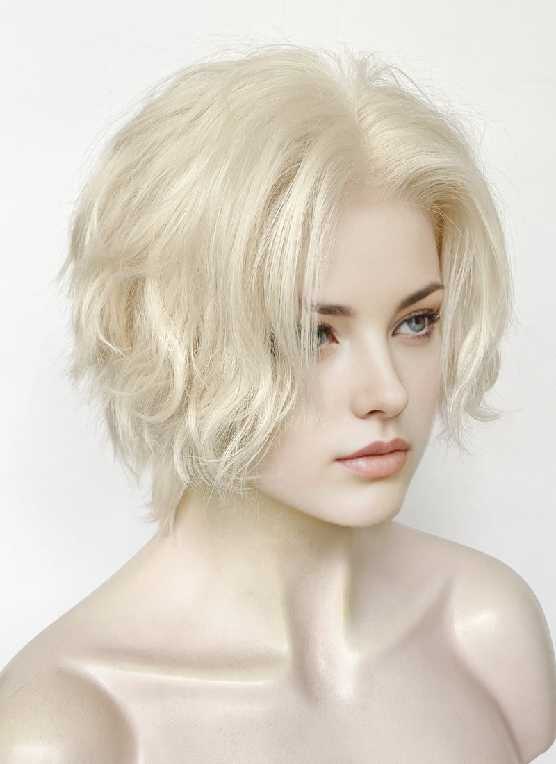 Platinum Blonde Wavy Lace Front Synthetic Men's Wig LF8000 (Customisable)