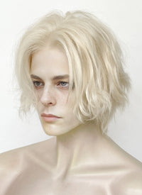 Platinum Blonde Wavy Lace Front Synthetic Men's Wig LF8000 (Customisable)