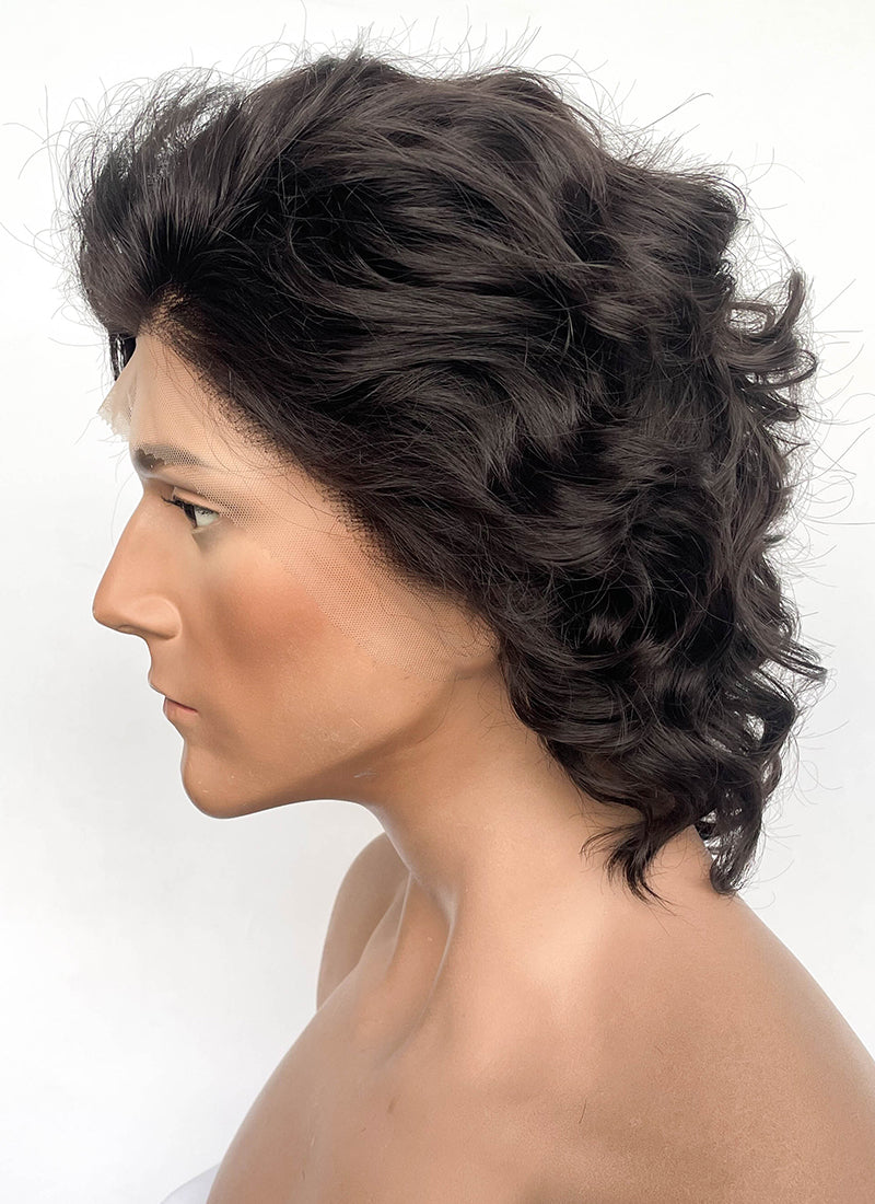 Brunette Wavy Lace Front Synthetic Men's Wig LF8022