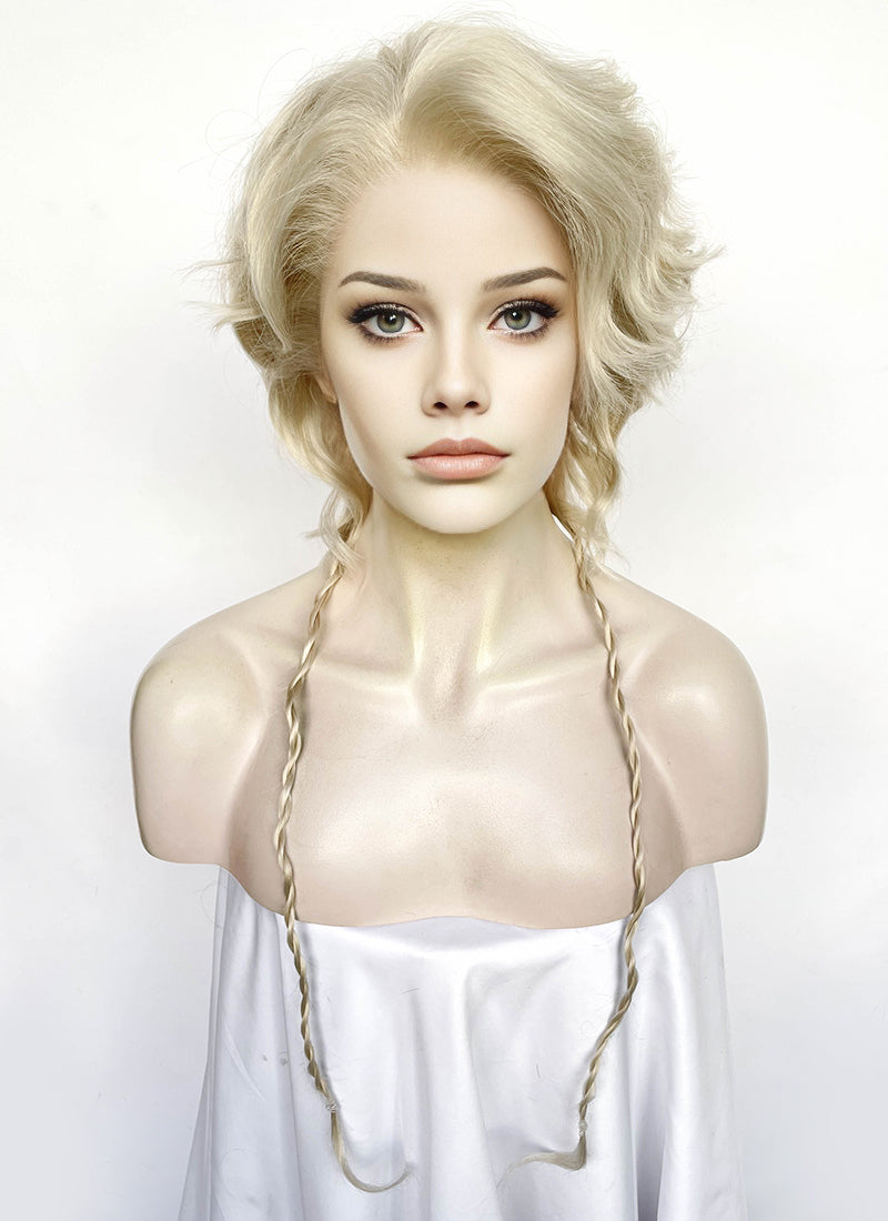 Light Ash Blonde Wavy Lace Front Synthetic Wig LF8025