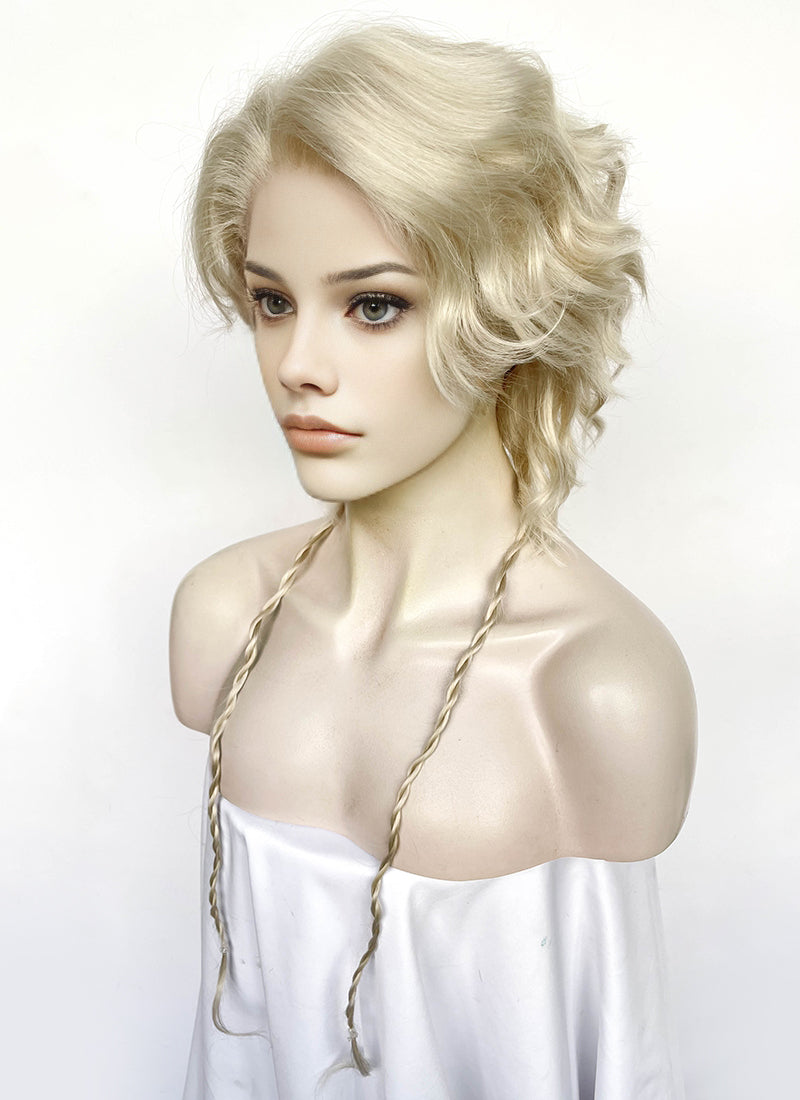 Light Ash Blonde Wavy Lace Front Synthetic Wig LF8025