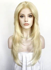 Blonde Curtain Bangs Straight Lace Front Synthetic Wig LF8029