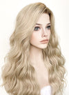 Ash Blonde With Brown Roots Wavy Lace Front Synthetic Wig LFK5501