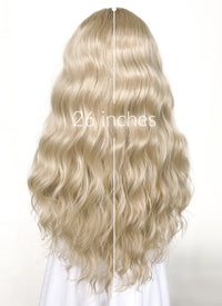 Ash Blonde With Brown Roots Wavy Lace Front Synthetic Wig LFK5501