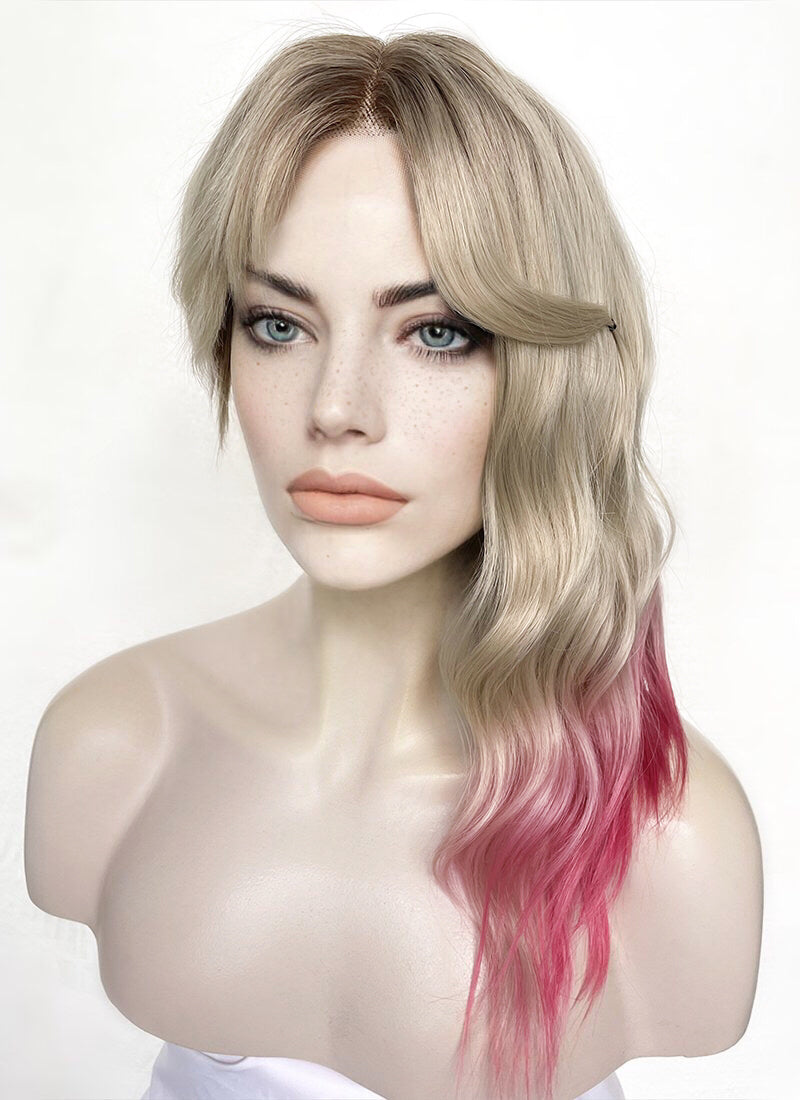 Spider-Man: Across the SpiderVerse Gwen Stacy Blonde Pink Ombre With Dark Roots Wavy Lace Front Synthetic Wig LFK5548