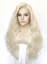 Platinum Blonde Wavy Lace Front Synthetic Wig LFK5560A