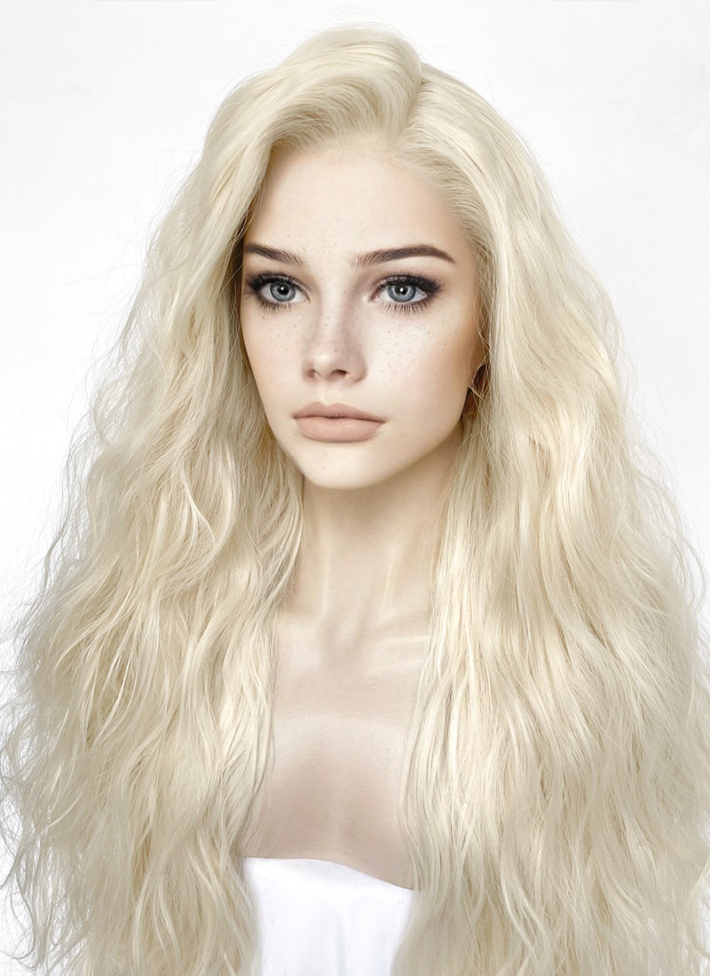 Platinum Blonde Wavy Lace Front Synthetic Wig LFK5560A