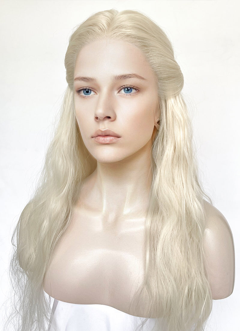 House of the Dragon Queen Rhaenyra Targaryen Platinum Blonde Wavy Lace Front Synthetic Wig LFK5560