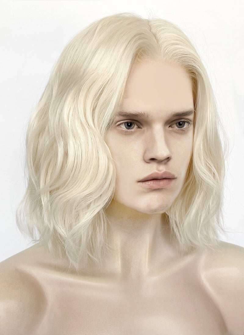 House of the Dragon King Aegon ll Targaryen Platinum Blonde Wavy Lace Front Synthetic Men's Wig LFK5561