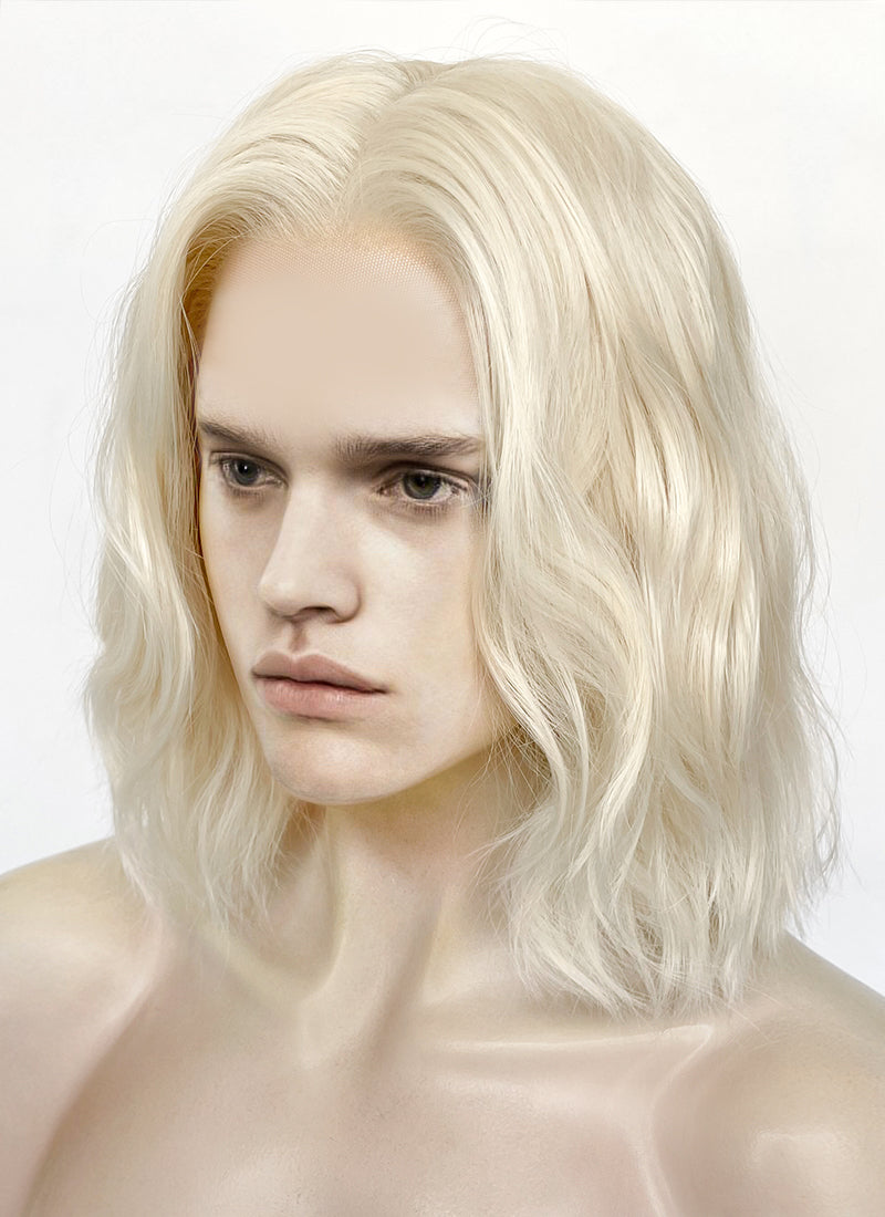 House of the Dragon King Aegon ll Targaryen Platinum Blonde Wavy Lace Front Synthetic Men's Wig LFK5561