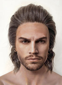 Baldur's Gate 3 Gale Mixed Brown Wavy Lace Front Synthetic Men's Wig LFK5562