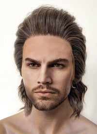 Baldur's Gate 3 Gale Mixed Brown Wavy Lace Front Synthetic Men's Wig LFK5562