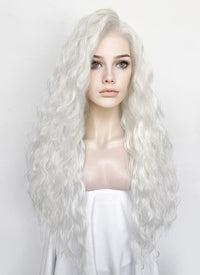 White Wavy Lace Front Synthetic Hair Wig LFK5564