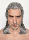 The Witcher 3 Geralt of Rivia Mixed Grey Straight Lace Front Synthetic Men's Wig LFK5566