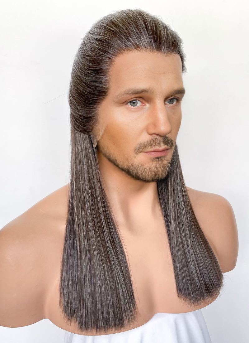 Star Wars Qui-Gon Jinn Mixed Brown Straight Lace Front Synthetic Men's Wig LFK5570