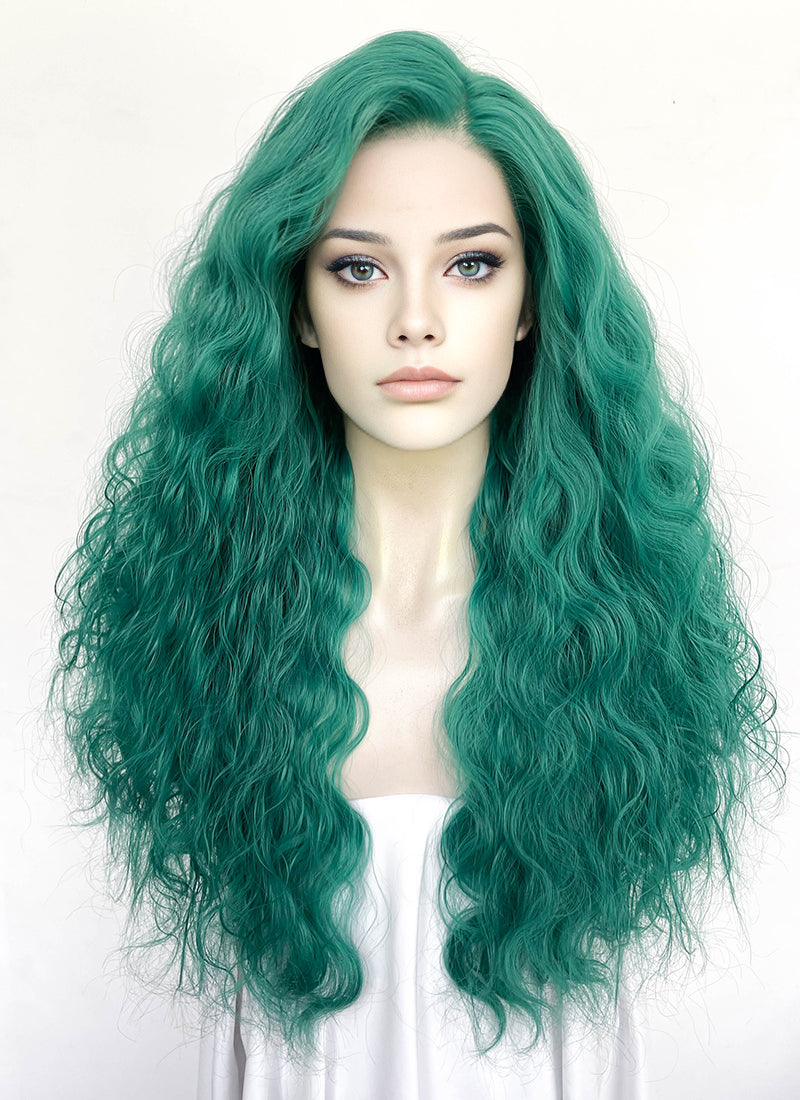 Green Curly Lace Front Synthetic Wig LFK5573