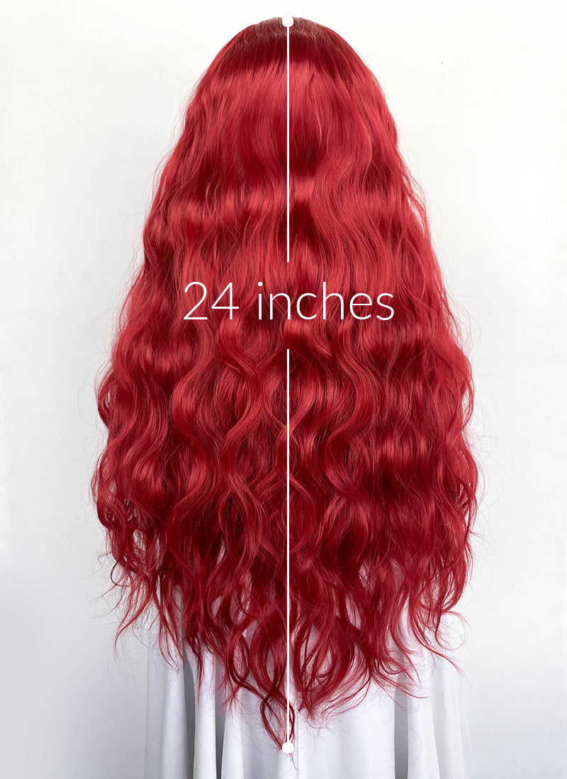 Red Wavy Lace Front Synthetic Wig LFK5574