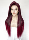 Two Tone Burgundy Straight 13" x 6" Lace Top Kanekalon Synthetic Hair Wig LFS036