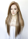 Brown Mixed Blonde Straight  13" x 6" Lace Top Kanekalon Synthetic Wig LFS040