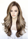 Blonde Mixed Brown Wavy Lace Front Kanekalon Synthetic Wig LFS045