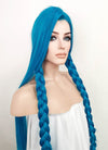 League of Legends LOL Arcane Jinx Turquoise Blue Straight Lace Front Synthetic Wig LN6020