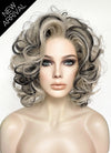 Pastel Blondish Grey Mixed Black Curly Lace Front Synthetic Hair Wig LN6034