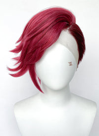 League of Legends LOL Arcane Vi Two Tone Red Straight Lace Front Synthetic Wig LN6041