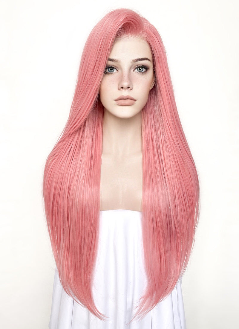 Pastel Pink Straight Lace Front Synthetic Wig LW238B