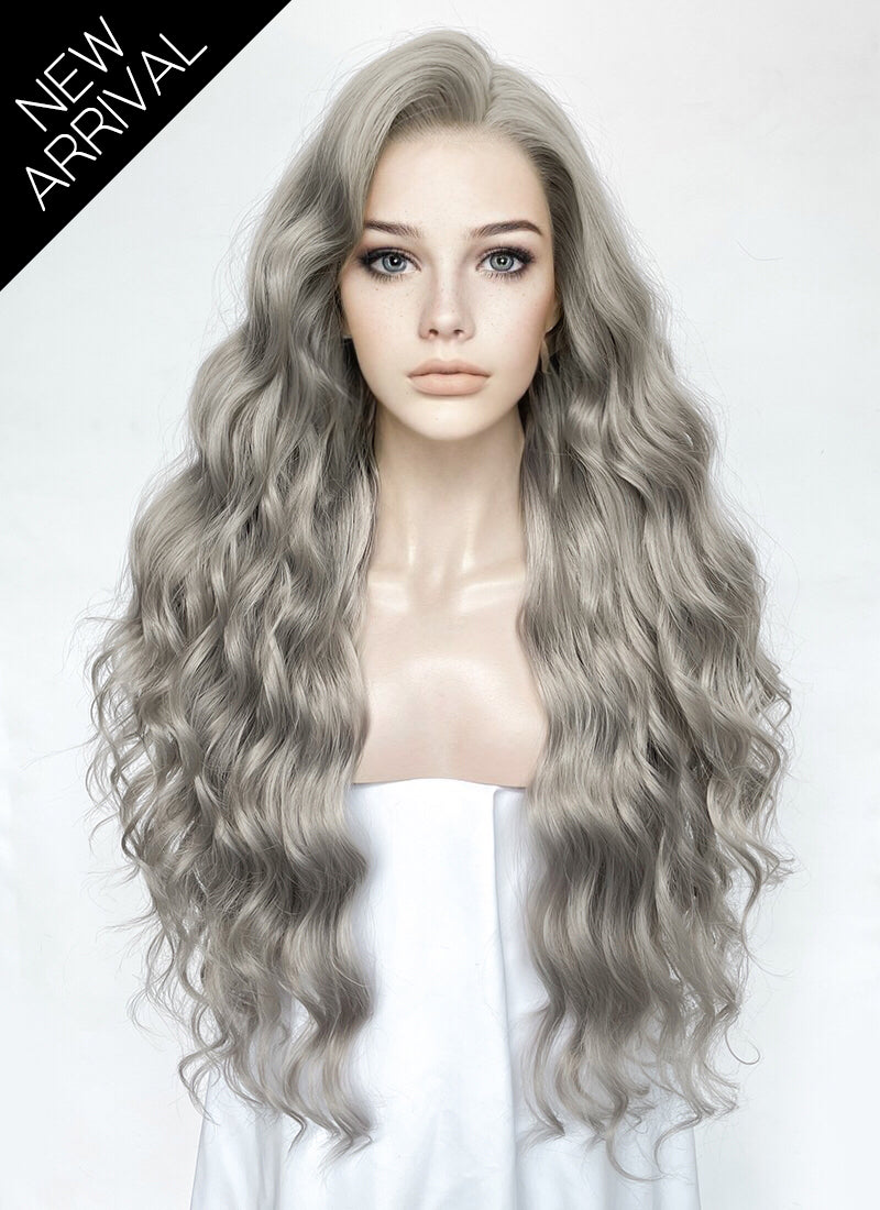 Grey Wavy Lace Front Synthetic Wig LW4043