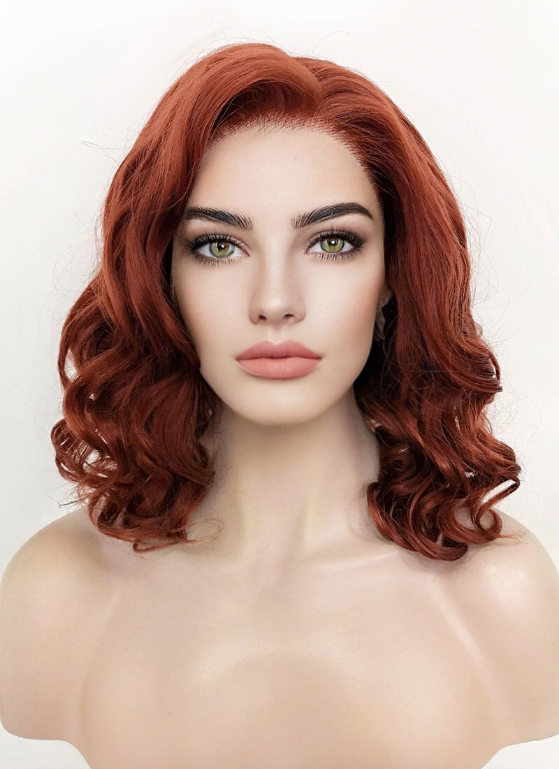 Auburn Wavy Bob Lace Front Synthetic Wig LW4011