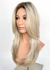 Blonde With Dark Roots Straight Mono Top Lace Wig MN001